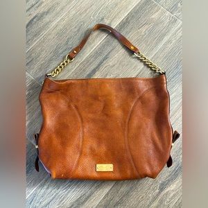 Brahmin Shoulder Purse Handbag Pebble Magnet Top Cognac Brown + Chain Strap